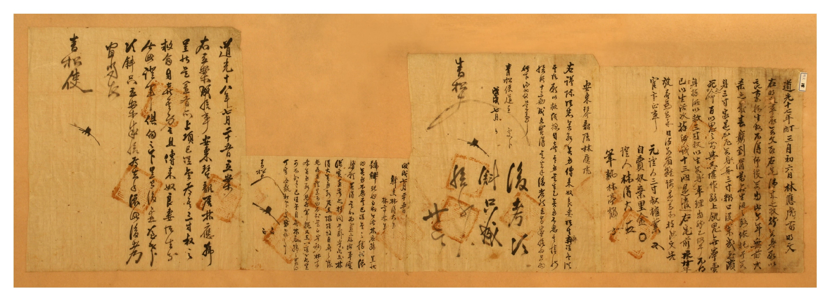 도광 18년 청송도호부에서 임응호에게 발급한 자매문기(自賣文記) 사급입안(斜給立案) 및 점련문기