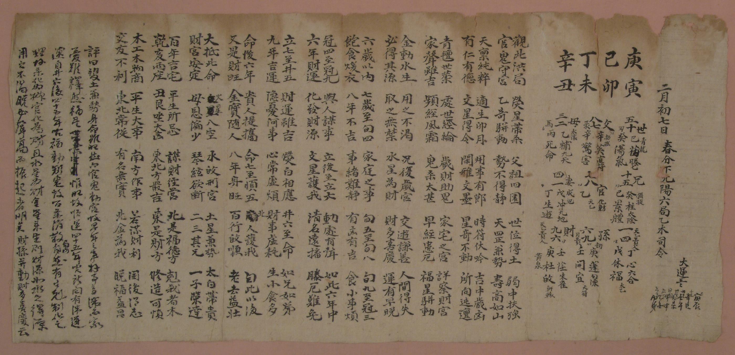 전주 유씨(全州柳氏)가 모인(某人)의 사주풀이